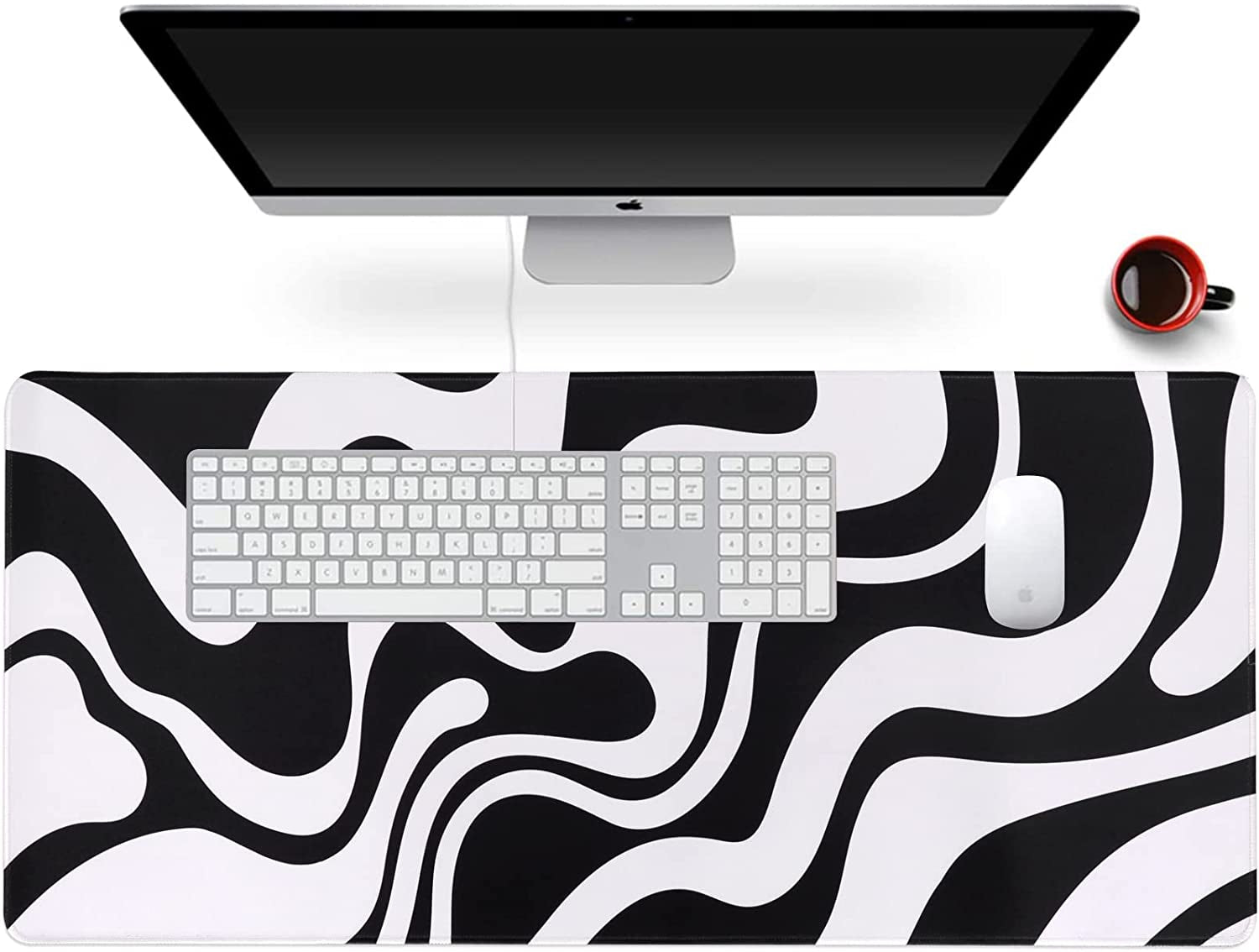 Extended Gaming Mouse Pad - 35.4" x 15.9" XXL Desk Mat with Stitched Edges, Non-Slip Base, and Water-Resistant Surface for Office and Home Use (Abstract Design)