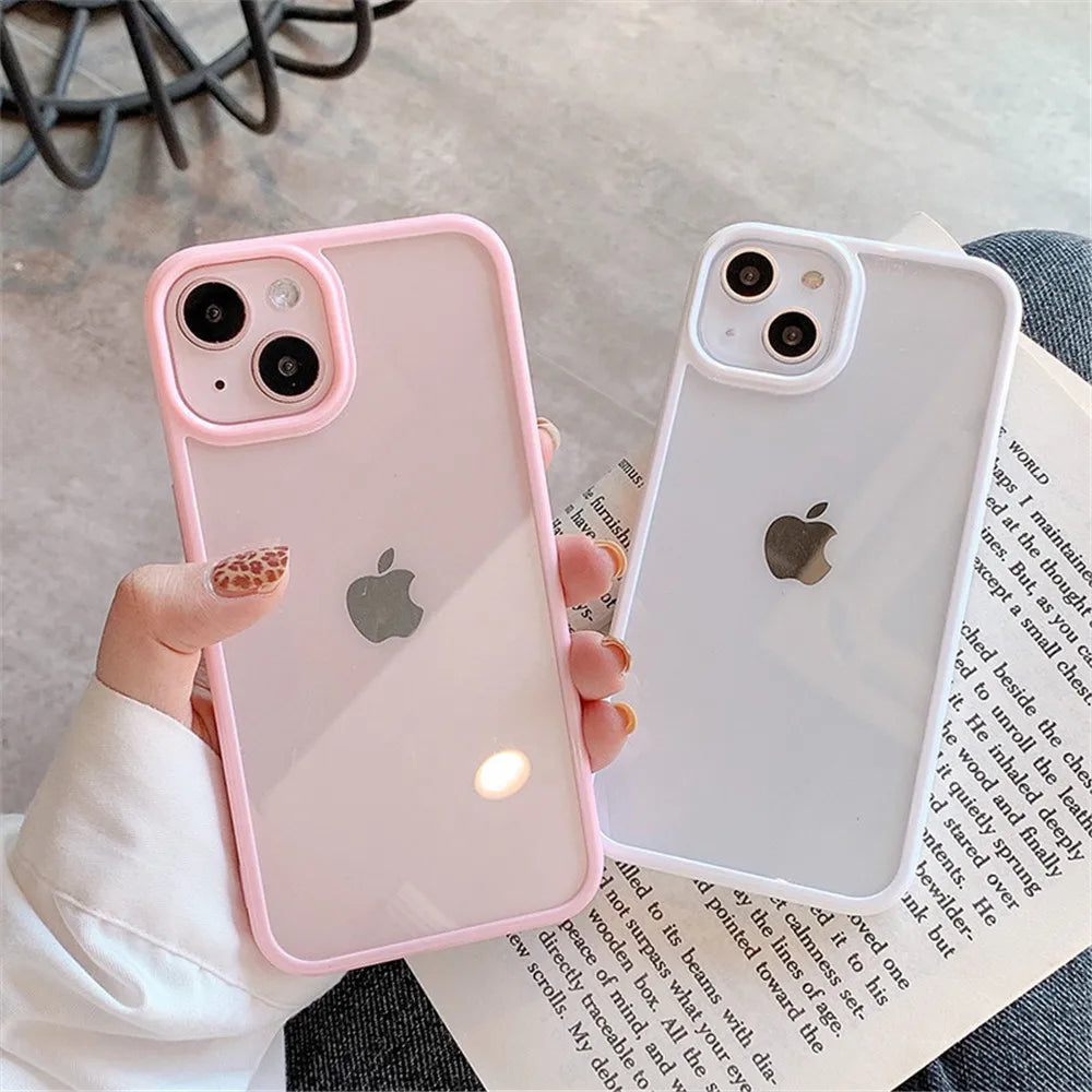Candy Shockproof Silicone Bumper Phone Case for iPhone 11, 12, 13, 14, 15, 16, 17 Pro Max, XS, XR - Transparent Protective Back Cover