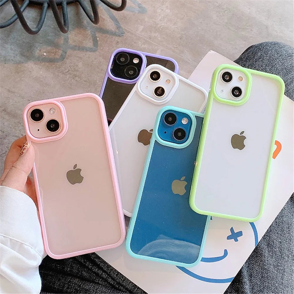 Candy Shockproof Silicone Bumper Phone Case for iPhone 11, 12, 13, 14, 15, 16, 17 Pro Max, XS, XR - Transparent Protective Back Cover