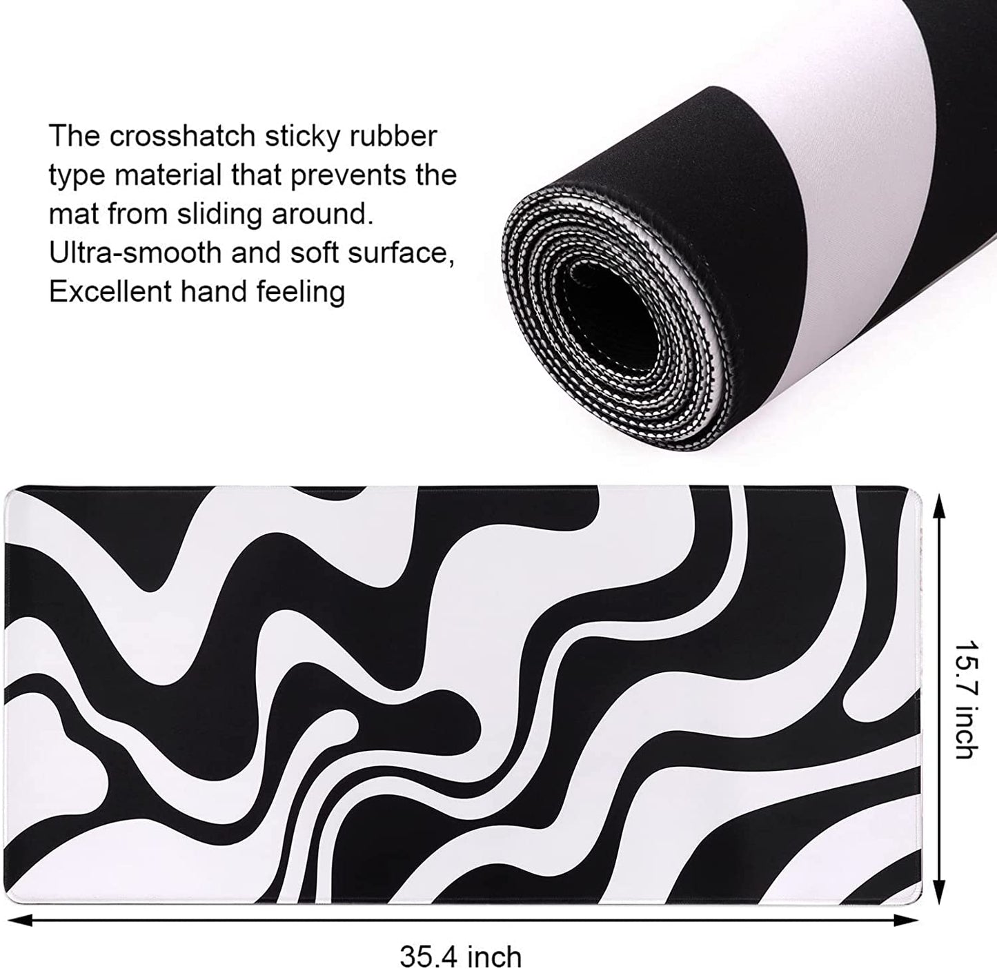 Extended Gaming Mouse Pad - 35.4" x 15.9" XXL Desk Mat with Stitched Edges, Non-Slip Base, and Water-Resistant Surface for Office and Home Use (Abstract Design)