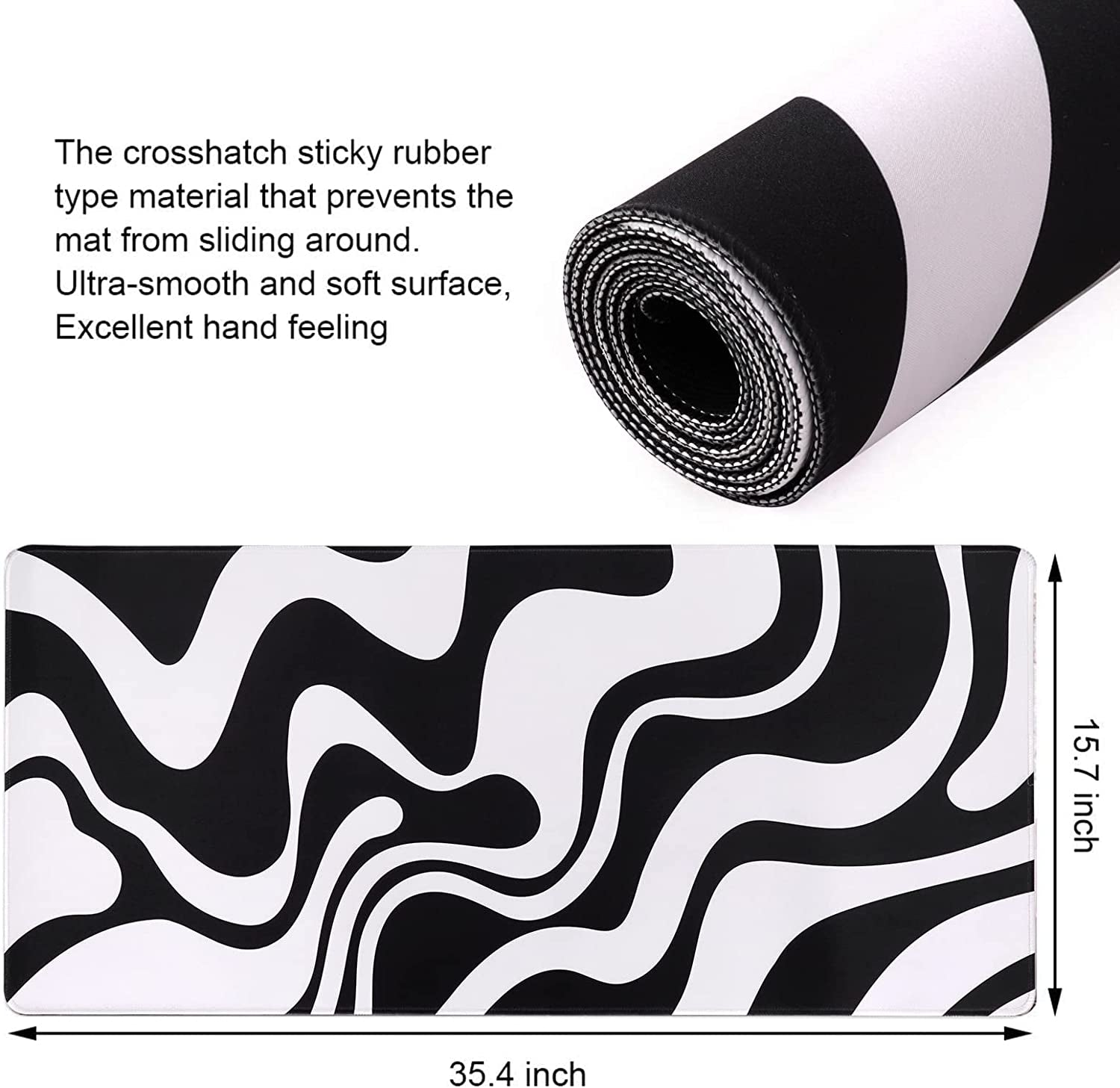 Extended Gaming Mouse Pad - 35.4" x 15.9" XXL Desk Mat with Stitched Edges, Non-Slip Base, and Water-Resistant Surface for Office and Home Use (Abstract Design)