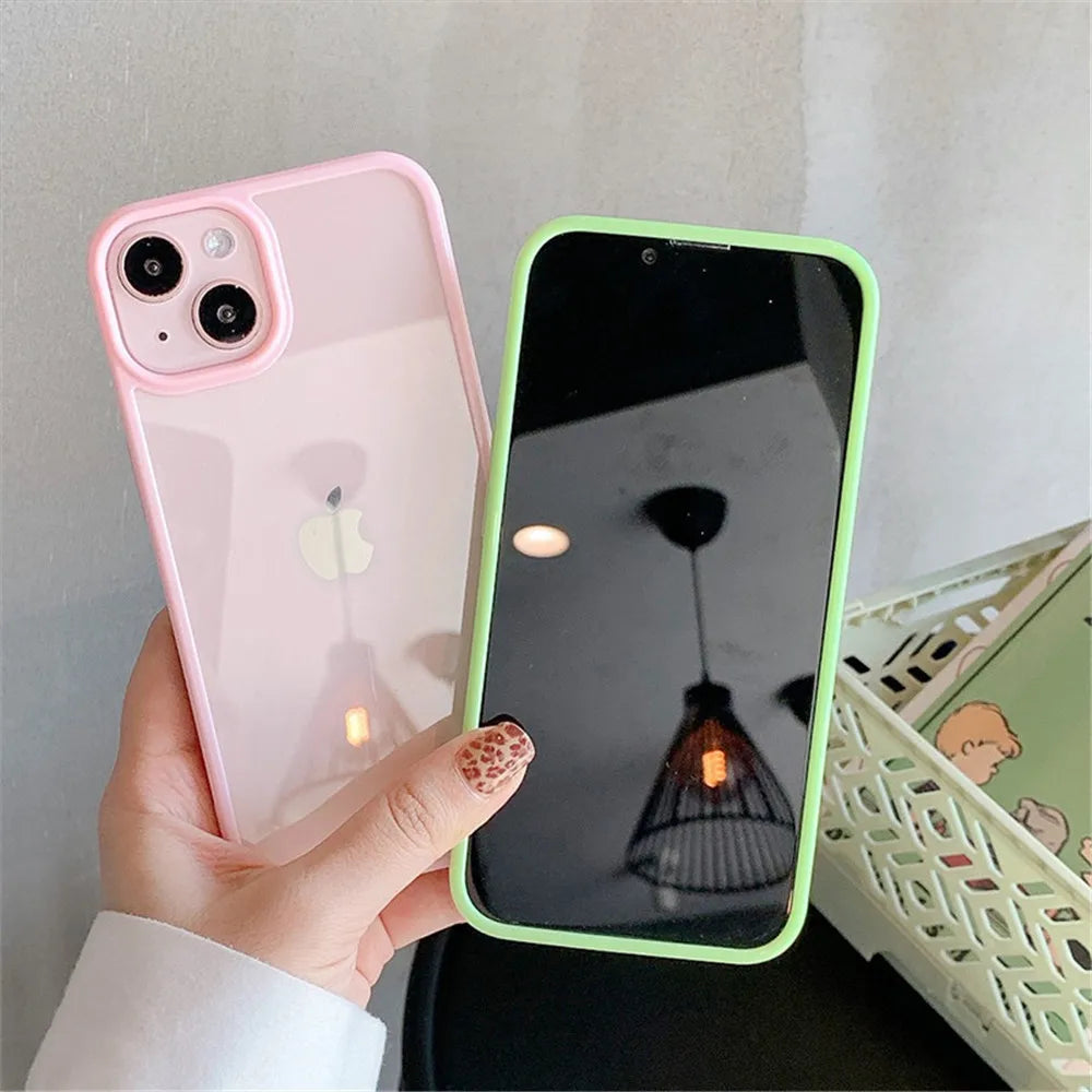 Candy Shockproof Silicone Bumper Phone Case for iPhone 11, 12, 13, 14, 15, 16, 17 Pro Max, XS, XR - Transparent Protective Back Cover