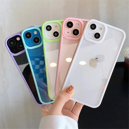 Candy Shockproof Silicone Bumper Phone Case for iPhone 11, 12, 13, 14, 15, 16, 17 Pro Max, XS, XR - Transparent Protective Back Cover