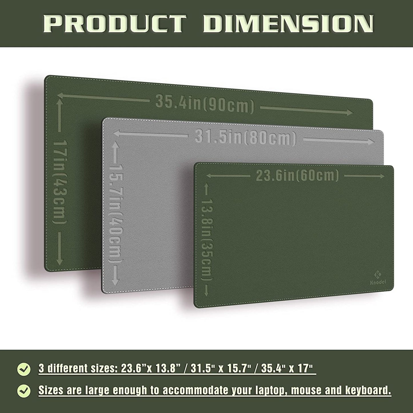 Dual-Sided Waterproof Desk Mat and Blotter, PVC Leather Pad Protector for Office Use (Dark Green, 31.5" x 15.7")