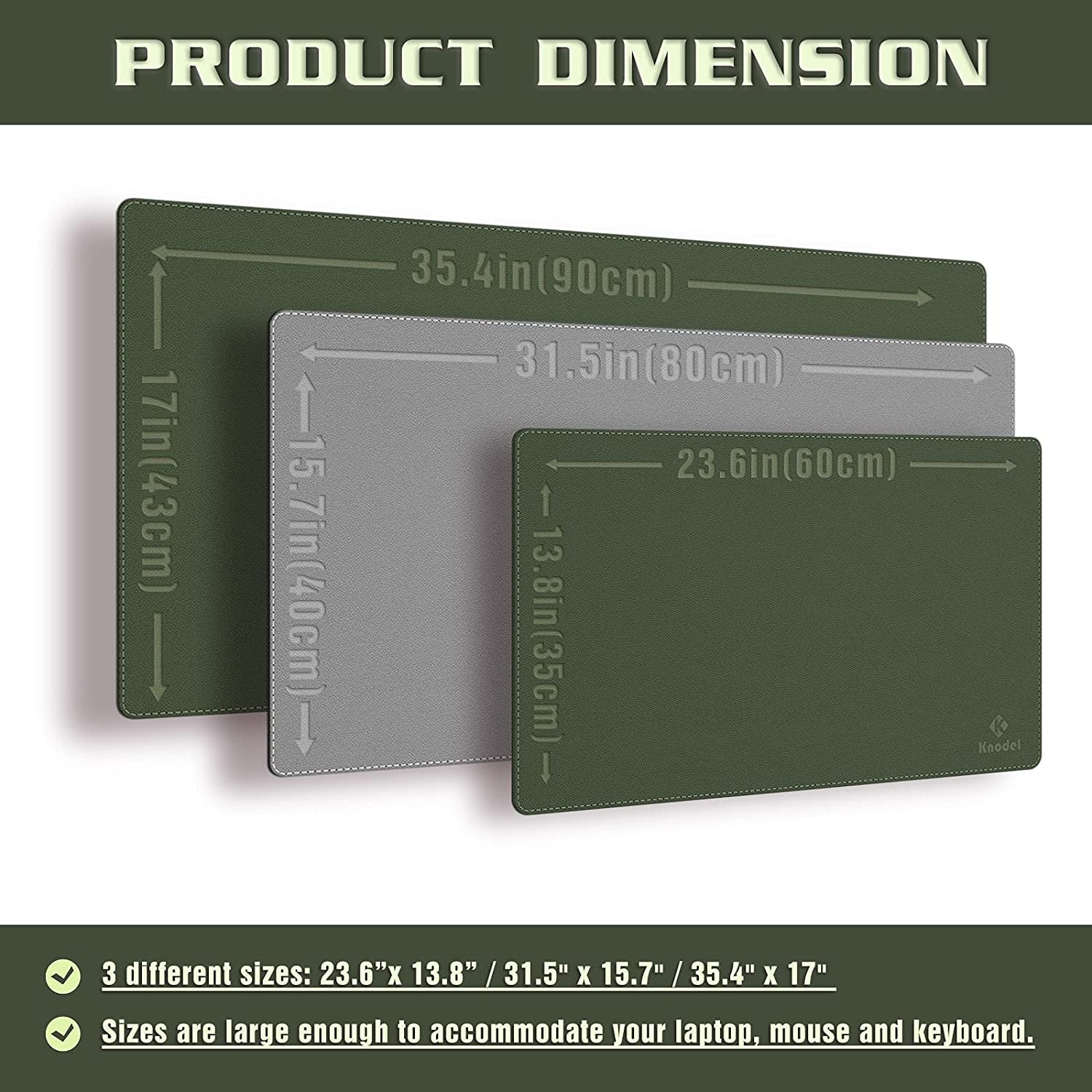Dual-Sided Waterproof Desk Mat and Blotter, PVC Leather Pad Protector for Office Use (Dark Green, 31.5" x 15.7")