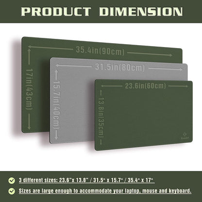 Dual-Sided Waterproof Desk Mat and Blotter, PVC Leather Pad Protector for Office Use (Dark Green, 31.5" x 15.7")