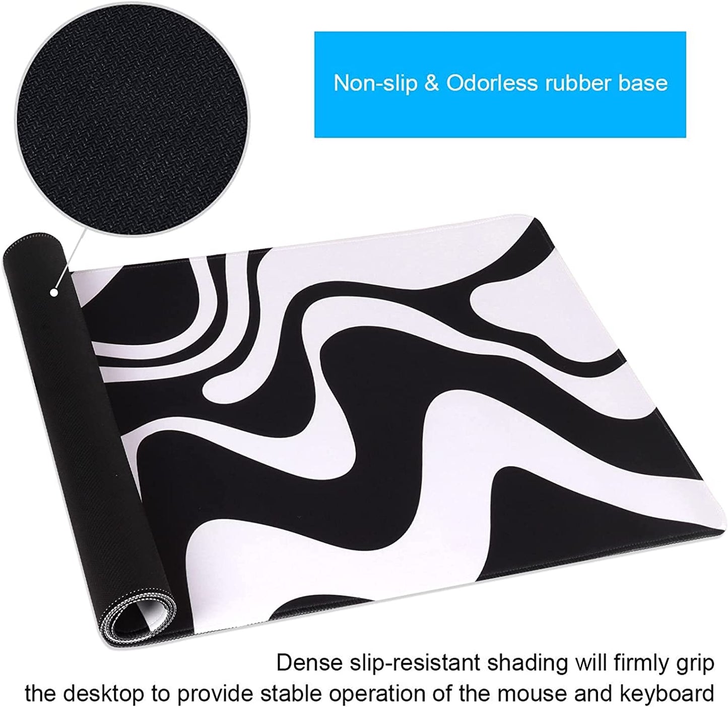 Extended Gaming Mouse Pad - 35.4" x 15.9" XXL Desk Mat with Stitched Edges, Non-Slip Base, and Water-Resistant Surface for Office and Home Use (Abstract Design)