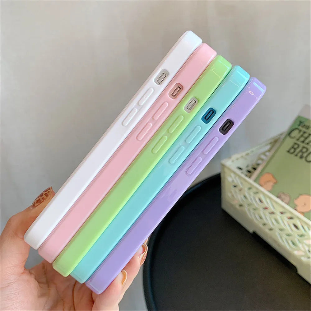Candy Shockproof Silicone Bumper Phone Case for iPhone 11, 12, 13, 14, 15, 16, 17 Pro Max, XS, XR - Transparent Protective Back Cover