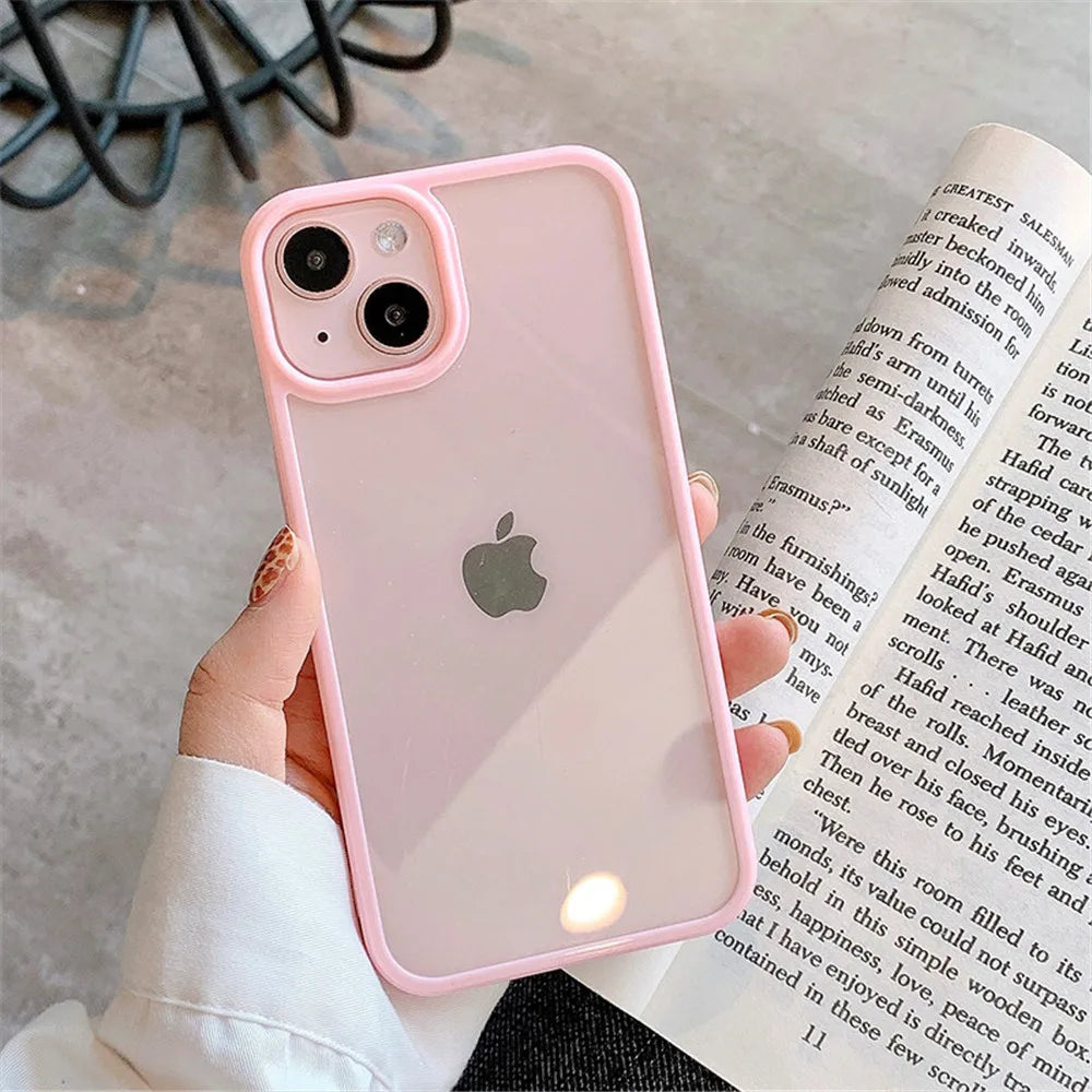 Candy Shockproof Silicone Bumper Phone Case for iPhone 11, 12, 13, 14, 15, 16, 17 Pro Max, XS, XR - Transparent Protective Back Cover